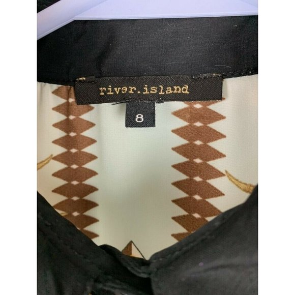 River Island Size 8 Womens Top Sleeveless Floral Print Tunic Button Front - Picture 3 of 5